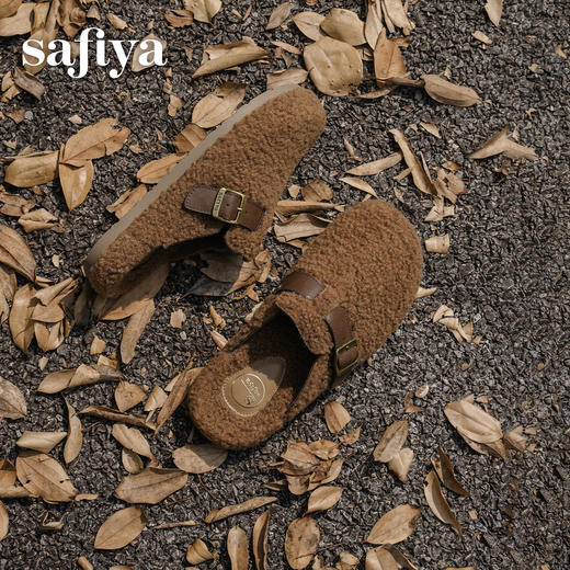 预售|Safiya/索菲娅2025慵懒温暖平底百搭懒人一脚蹬加绒毛毛勃肯鞋SFD4110090 商品图2
