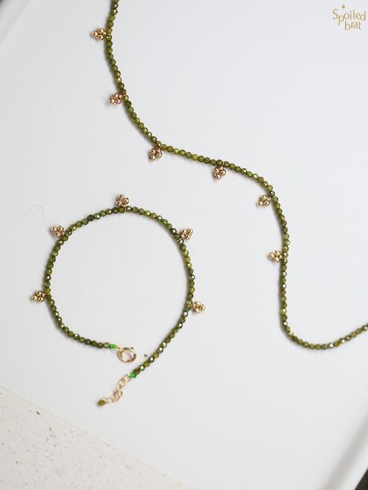 SpoiledBrat Jewelry草绿色锆石三叶金珠手链 商品图5