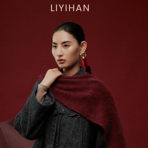 LIYIHAN岁暖红 2025冬季新款拉绒羊毛保暖毛线围巾厚款红色围脖女 商品图2