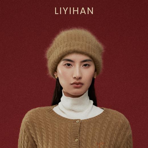 LIYIHAN岁暖红 2025冬季新款拉绒绵羊毛保暖厚款帽子红色毛织帽女 商品图1