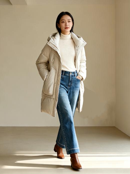 安诺Sakura Sprite【倍暖羽绒】弧形口袋连帽休闲羽绒服	LDWGY121 商品图6