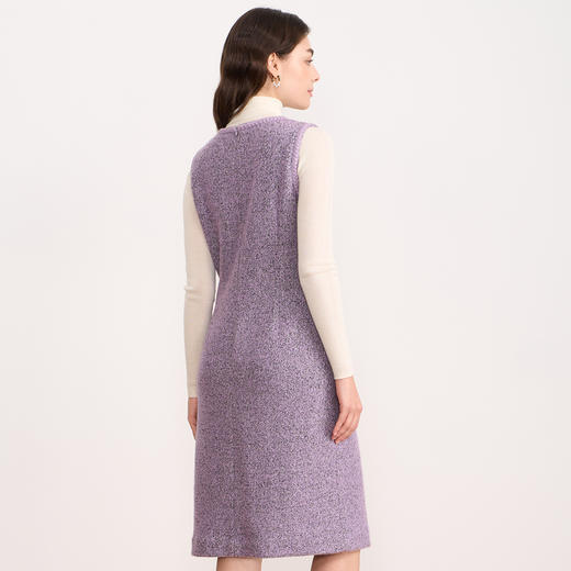 EITIE爱特爱紫色小香风背心裙气质优雅无袖连衣裙秋冬新款D2507917 商品图6