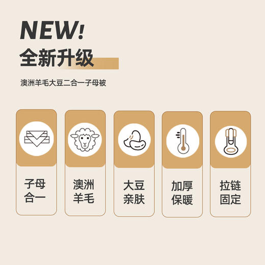 奥若拉 澳洲羊毛大豆被二合一子母被四季被秋冬被 商品图3