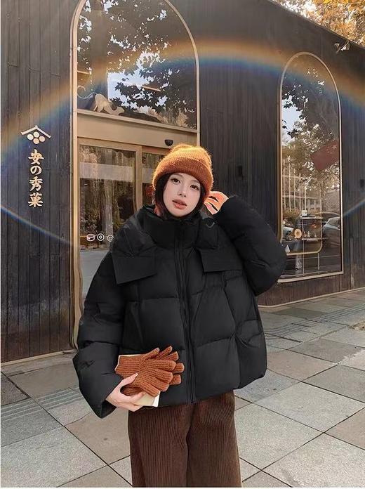 品质泡芙羽绒【羽绒服】绒子含量90%！韩系拼pu哑光蓬松保暖厚款冬季羽绒服-喜出 商品图0