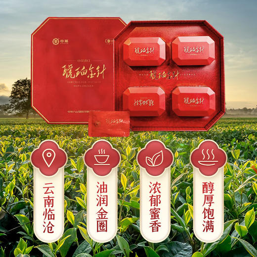 【琥珀金针红茶】中茶琥珀金针大叶种工夫红茶茶叶礼盒200g！云南红茶，礼盒精致，送长辈/领导有品味！ 商品图2