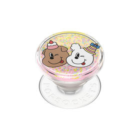 【伴游奇遇记】暖聚一刻 PopSockets X 1107 吐舌小狗 POPGRIP泡泡骚手机粘贴式气囊支架 Tidepool流沙系列 粉黄 小狗