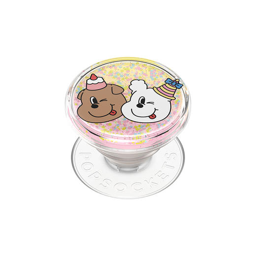 【伴游奇遇记】暖聚一刻 PopSockets X 1107 吐舌小狗 POPGRIP泡泡骚手机粘贴式气囊支架 Tidepool流沙系列 粉黄 小狗 商品图0