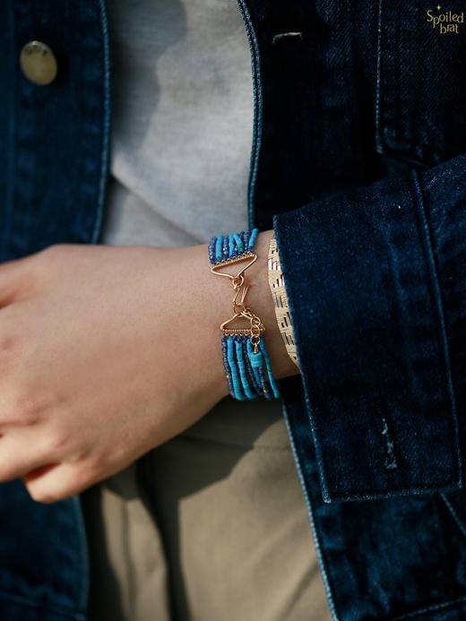 SpoiledBrat Jewelry多层次彩色宝石绿松石/黑尖晶/锆石手链 商品图2