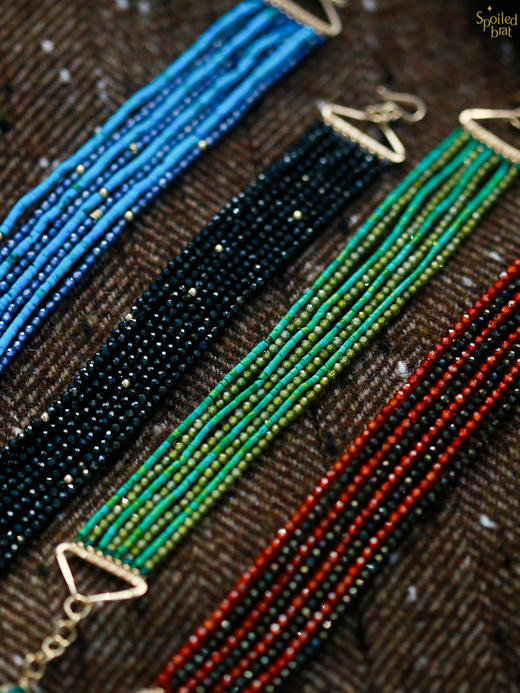 SpoiledBrat Jewelry多层次彩色宝石绿松石/黑尖晶/锆石手链 商品图9