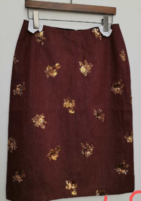 盛唐牡丹 | 牛仔串珠新中式半裙（亮金）