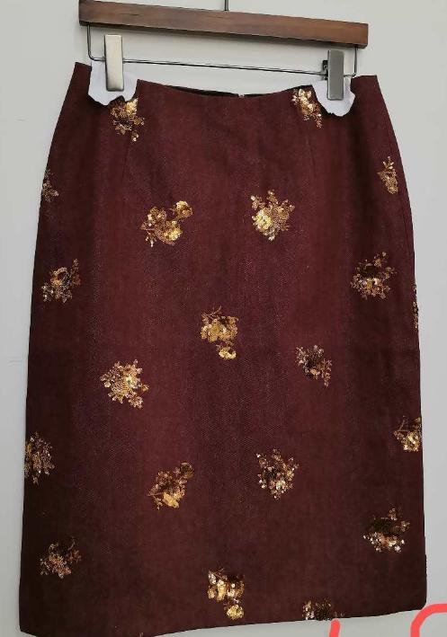 盛唐牡丹 | 牛仔串珠新中式半裙（亮金） 商品图0