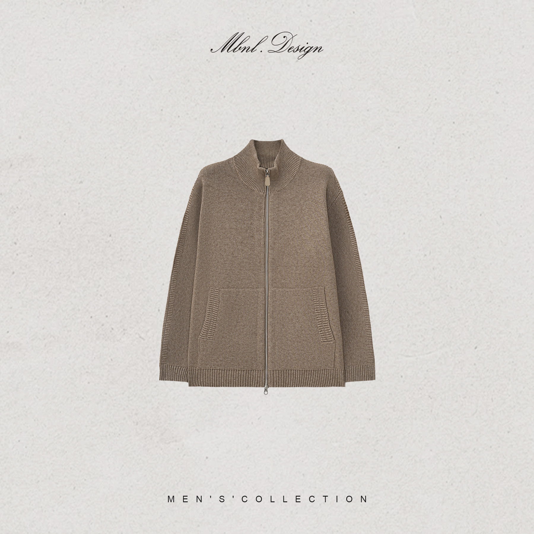 「Mock-Neck」秦磊男装绵羊毛山羊绒混纺立领衫LL-WWT0100 N10商品图1