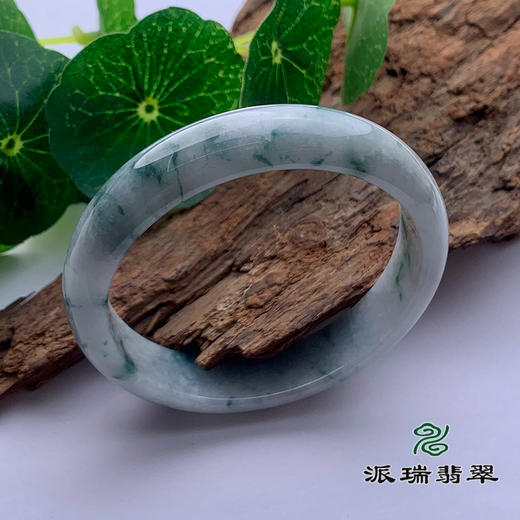 派瑞翡翠 翡翠手镯 糯种 飘兰花 商品图0