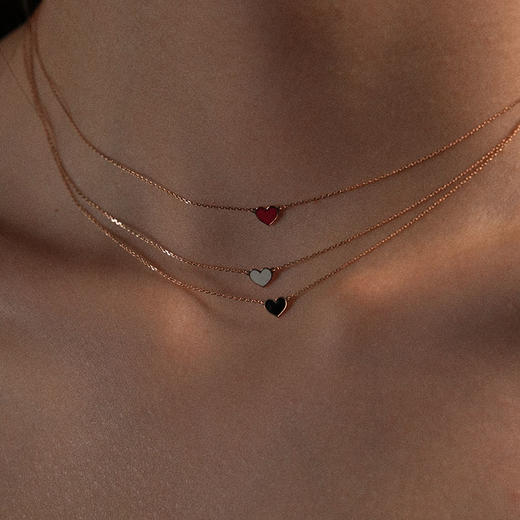 北京仓｜Vanrycke-Emoji-18K玫瑰金 心形 黑色 珐琅 项链［法国设计师］ 商品图2