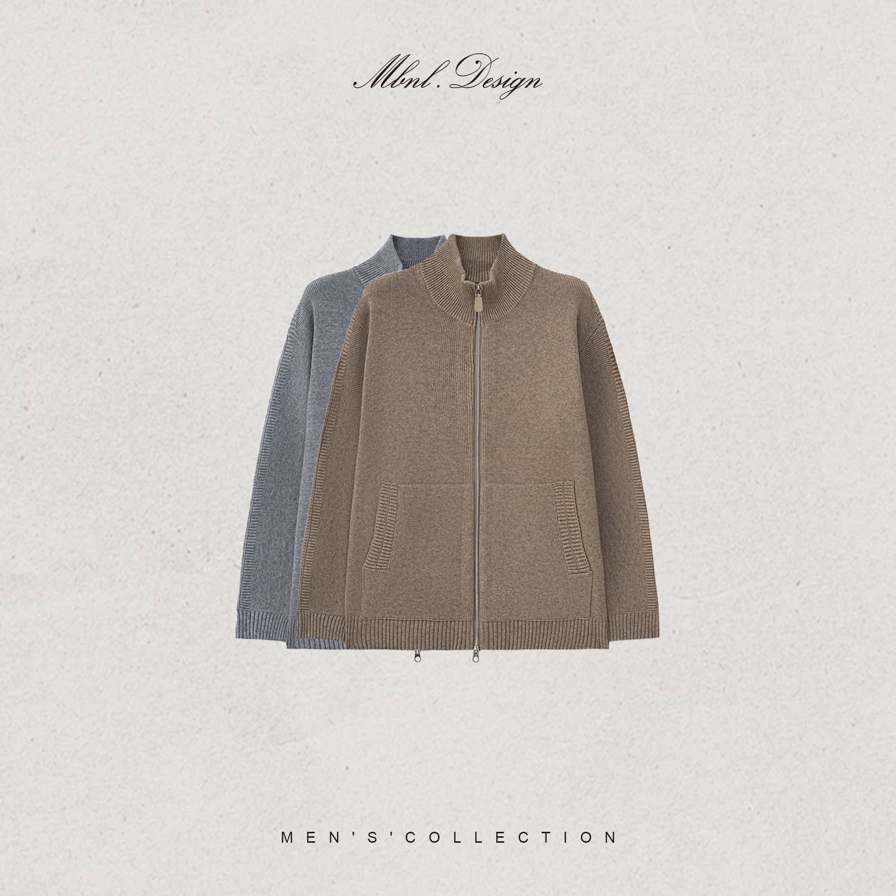 「Mock-Neck」秦磊男装绵羊毛山羊绒混纺立领衫LL-WWT0100 N10商品图3