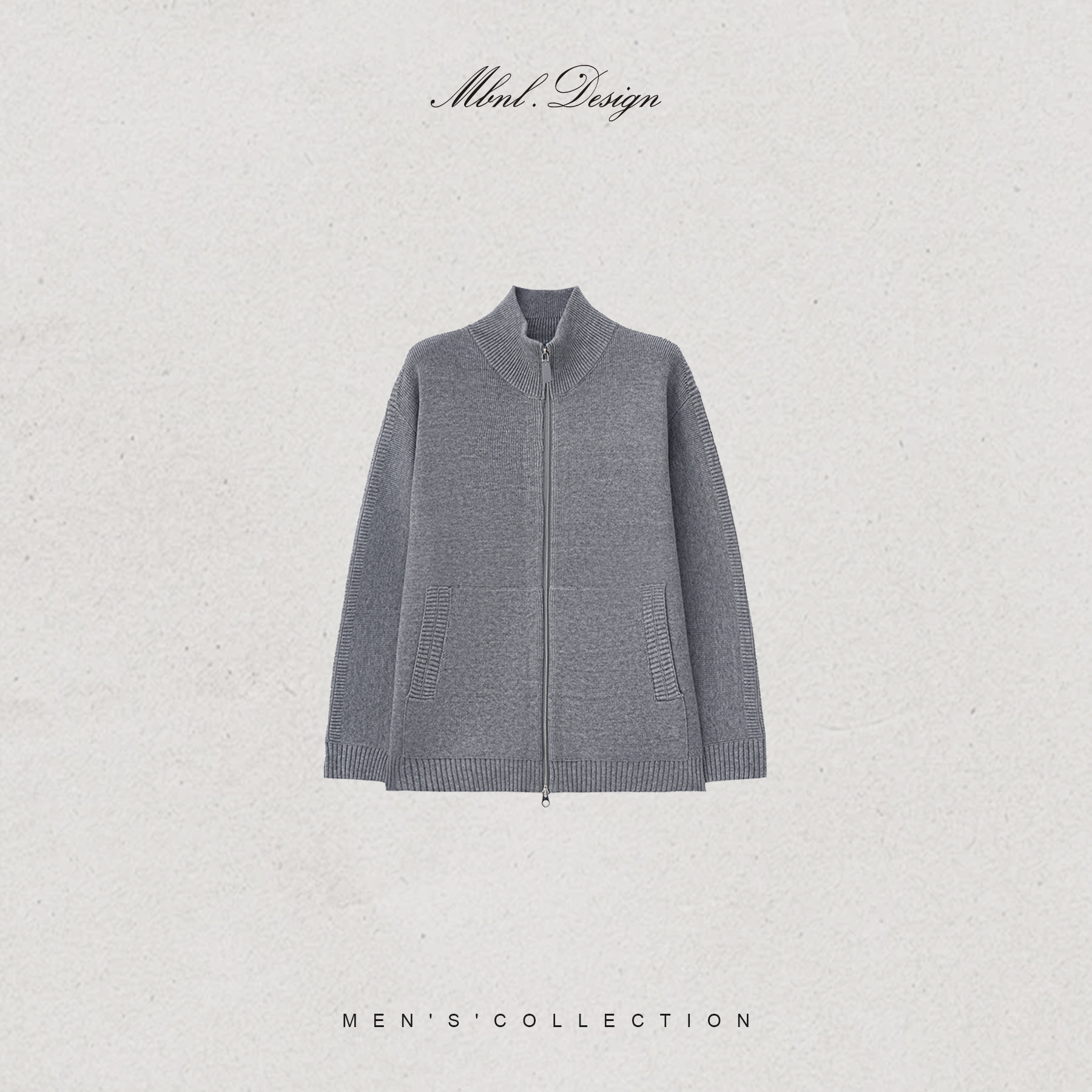 「Mock-Neck」秦磊男装绵羊毛山羊绒混纺立领衫LL-WWT0100 N10商品图2