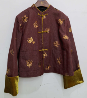 盛唐牡丹 | 牛仔串珠新中式外套（亮金）