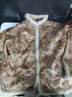 盛唐婧 | 新中式香云纱龙纹水貂夹棉外套