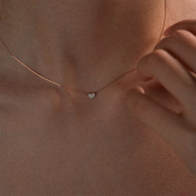 北京仓｜Vanrycke-Emoji-18K玫瑰金 心形 白色 珐琅 项链［法国设计师］