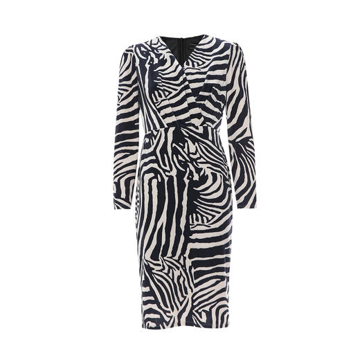 EITIE爱特爱斑马纹V领修身显瘦优雅包臀连衣裙8007722 商品图5