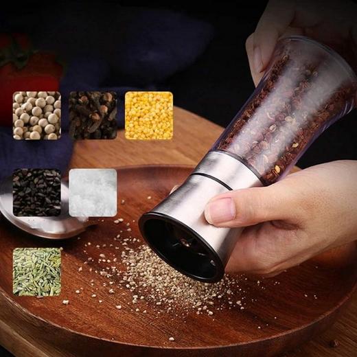 【2个装】出口品质 胡椒研磨器 高级拉丝不锈钢 加厚玻璃瓶 多功能手动研磨器 商品图3
