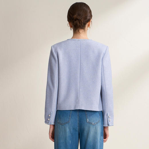 EITIE爱特爱小香风精致亮片花纱珍珠扣短款小香风外套A2603105 商品图10