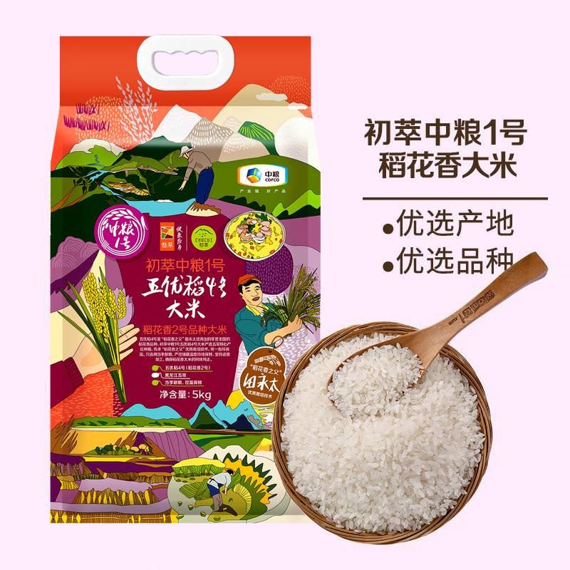中粮一号五优稻4号五常稻花香5kg（新老包装随机发货）