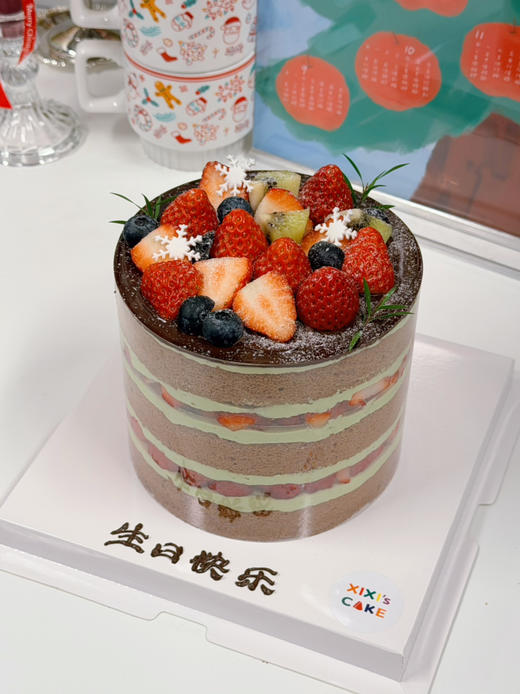 开心果巧克力草莓裸蛋糕 商品图6