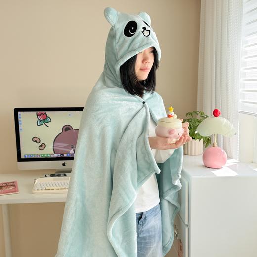 自然醒带帽披肩毯子熊猫和熊午休毯带帽毯JY 商品图12