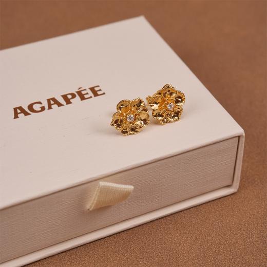 北京仓｜Agapee-Zinnia-金色 缎面 耳钉［法国设计师］ 商品图5