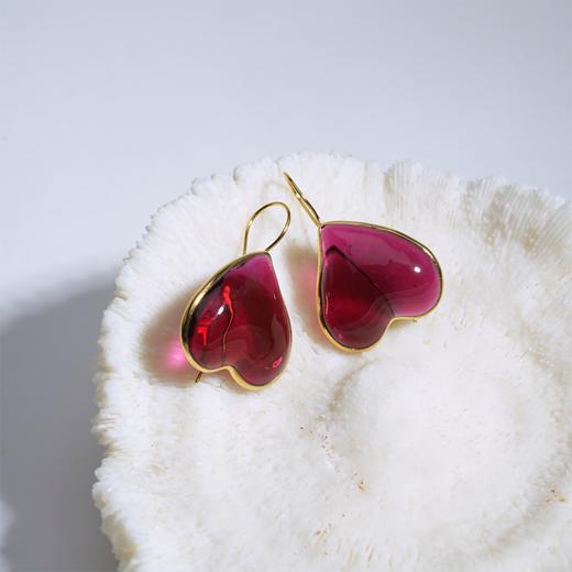 北京仓｜Loulou de la Falaise-Clover-浓胭脂 爱心 耳环［法国设计师］ 商品图2