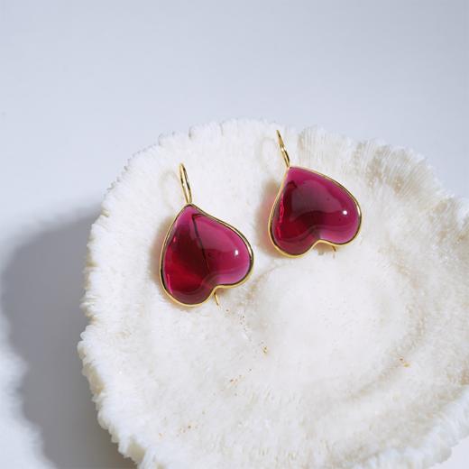 北京仓｜Loulou de la Falaise-Clover-浓胭脂 爱心 耳环［法国设计师］ 商品图0