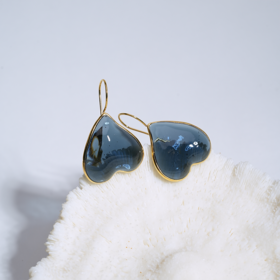 北京仓｜Loulou de la Falaise-Clover-水墨蓝 爱心水滴 耳环［法国设计师］