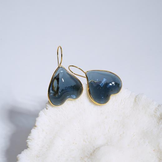 北京仓｜Loulou de la Falaise-Clover-水墨蓝 爱心水滴 耳环［法国设计师］ 商品图0