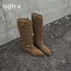 预售|Safiya/索菲娅2025波嬉风时尚通勤及膝尖头加绒复古高筒西部靴SFD4119M01 商品缩略图5