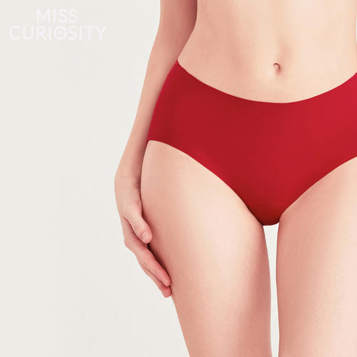 3条98元好奇蜜斯无痕红色三角内裤女5A抗菌棉裆薄舒适本命年中腰 奥利内裤 商品图0