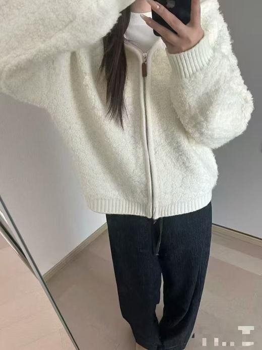 女王节抢购价-不支持退 清！不支持退货 【自营】超值促→冬季新品毛巾圈圈连帽毛衣开衫女气质优雅通勤双色-喜出 商品图3