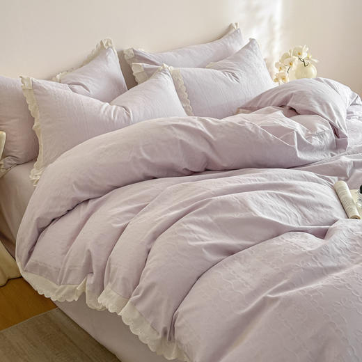 自然醒长绒棉立体提花花边款四件套-星糖物语HS 商品图9