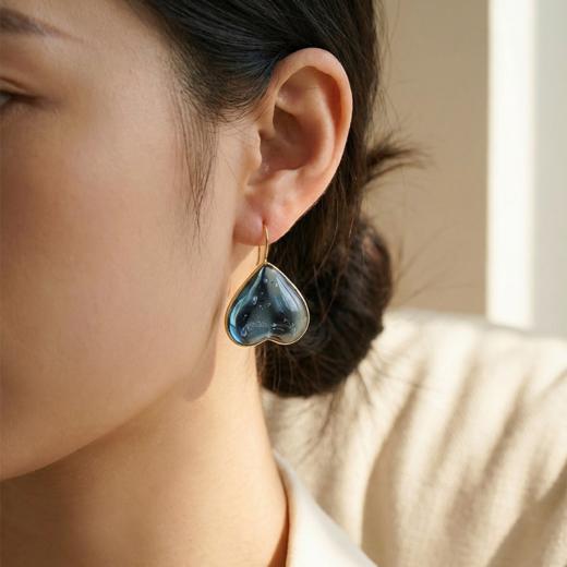 北京仓｜Loulou de la Falaise-Clover-水墨蓝 爱心水滴 耳环［法国设计师］ 商品图1