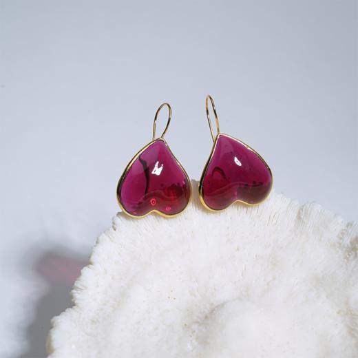 北京仓｜Loulou de la Falaise-Clover-浓胭脂 爱心 耳环［法国设计师］ 商品图3