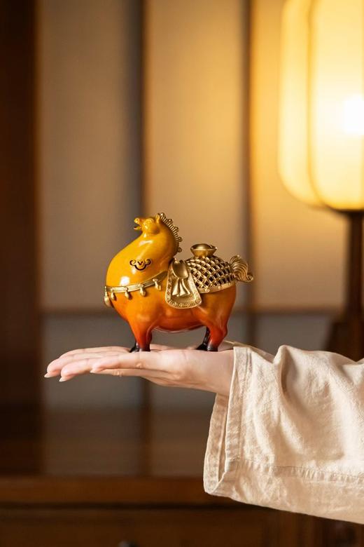 B-TP-HJ-A053-2 纯铜马上有钱盘香炉礼盒款-祥瑞橙/富贵红 商品图5