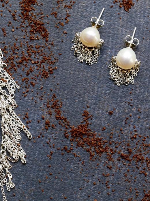 SpoiledBrat Jewelry925纯银瀑布流苏珍珠耳钉 商品图3