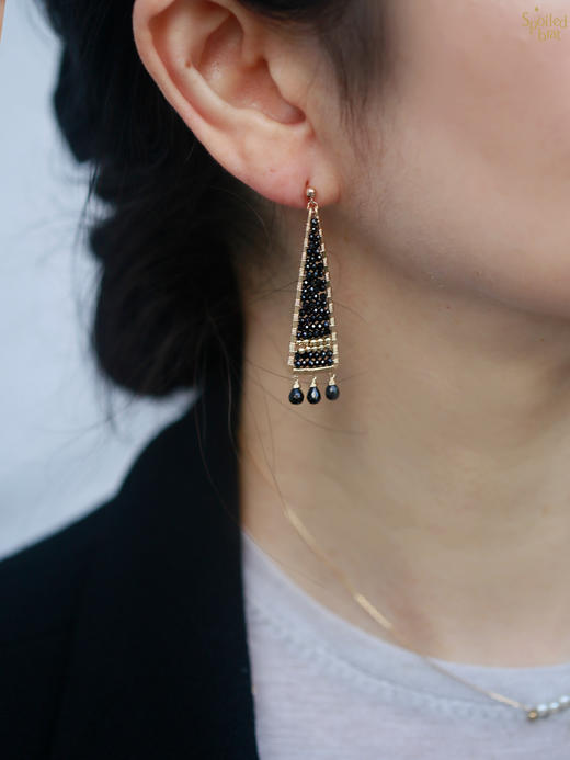 SpoiledBrat Jewelry塔型尖晶石金珠耳钉 商品图1