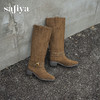 预售|Safiya/索菲娅2025波嬉风时尚通勤及膝尖头加绒复古高筒西部靴SFD4119M01 商品缩略图6