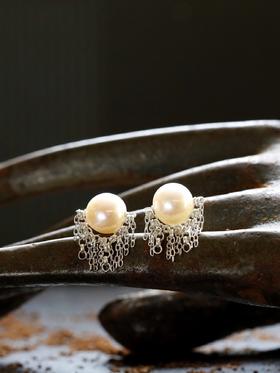 SpoiledBrat Jewelry925纯银瀑布流苏珍珠耳钉