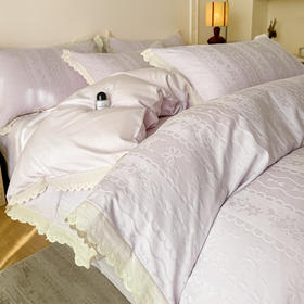 自然醒长绒棉立体提花花边款四件套-星糖物语HS