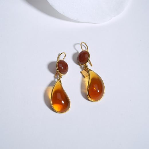 北京仓｜Loulou de la Falaise-LARMES-枫叶红棕 双色 耳环［法国设计师］ 商品图1