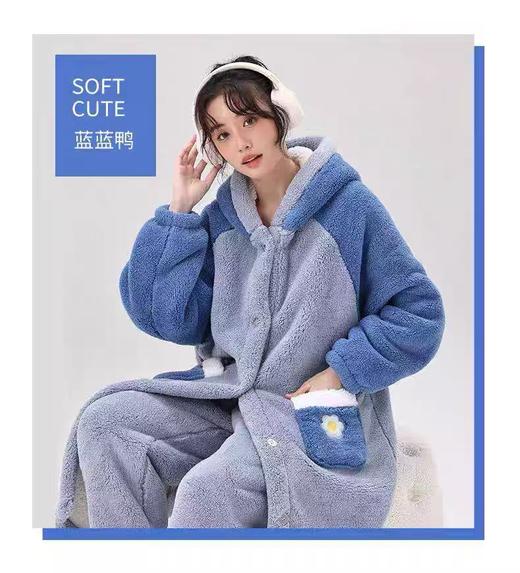 像被子一样厚的睡袍！！（赠送同款裤子）巨厚比羽绒服暖！长袍睡衣-喜出 商品图7