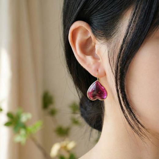 北京仓｜Loulou de la Falaise-Clover-浓胭脂 爱心 耳环［法国设计师］ 商品图1