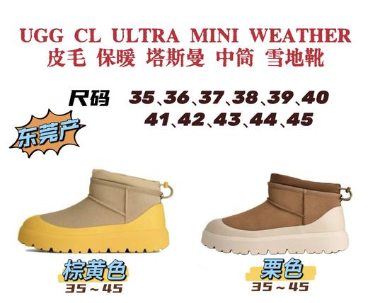 UGG CL ULTRA MINI WEATHER 塔斯曼 皮毛一体保暖百搭圆头短筒雪地靴 商品图0